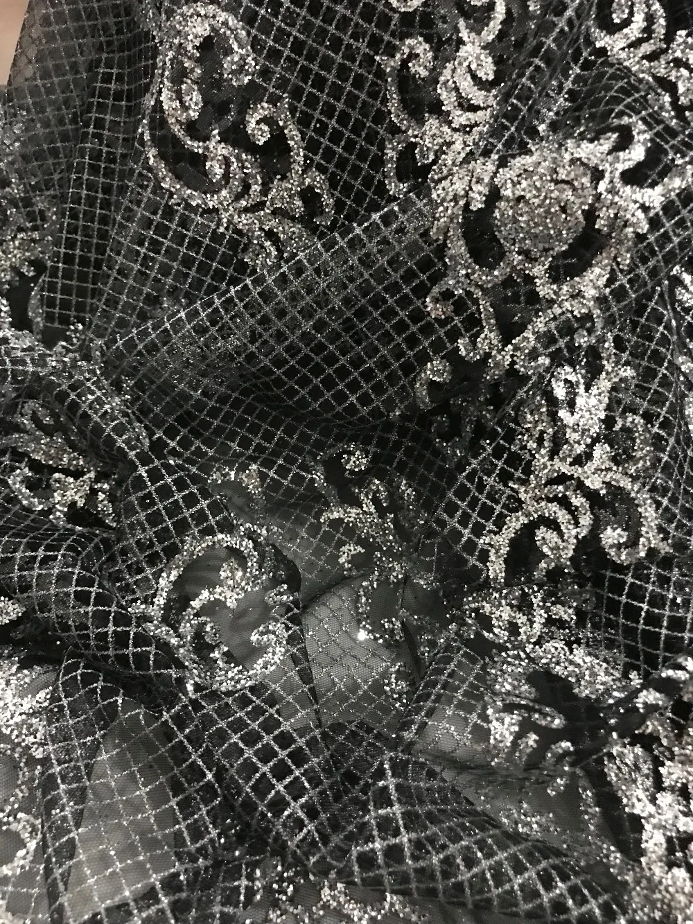 5yard/lot african glitter lace fabric Cyndi-101122 embroidered tulle with glued for party dress | Дом и сад