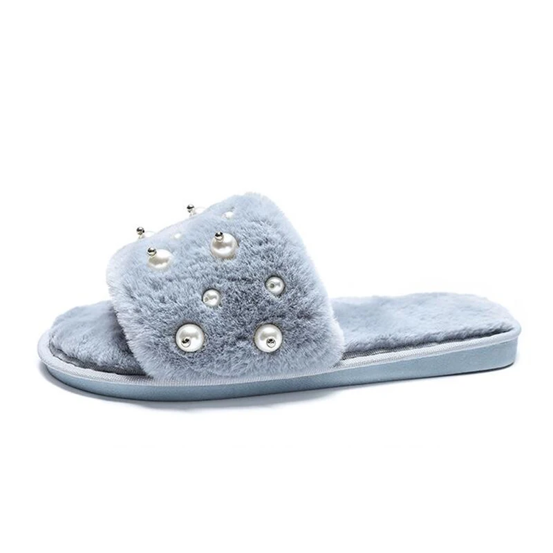 Плюшевые зимние женские хлопковые тапочки без шнуровки теплая обувь на