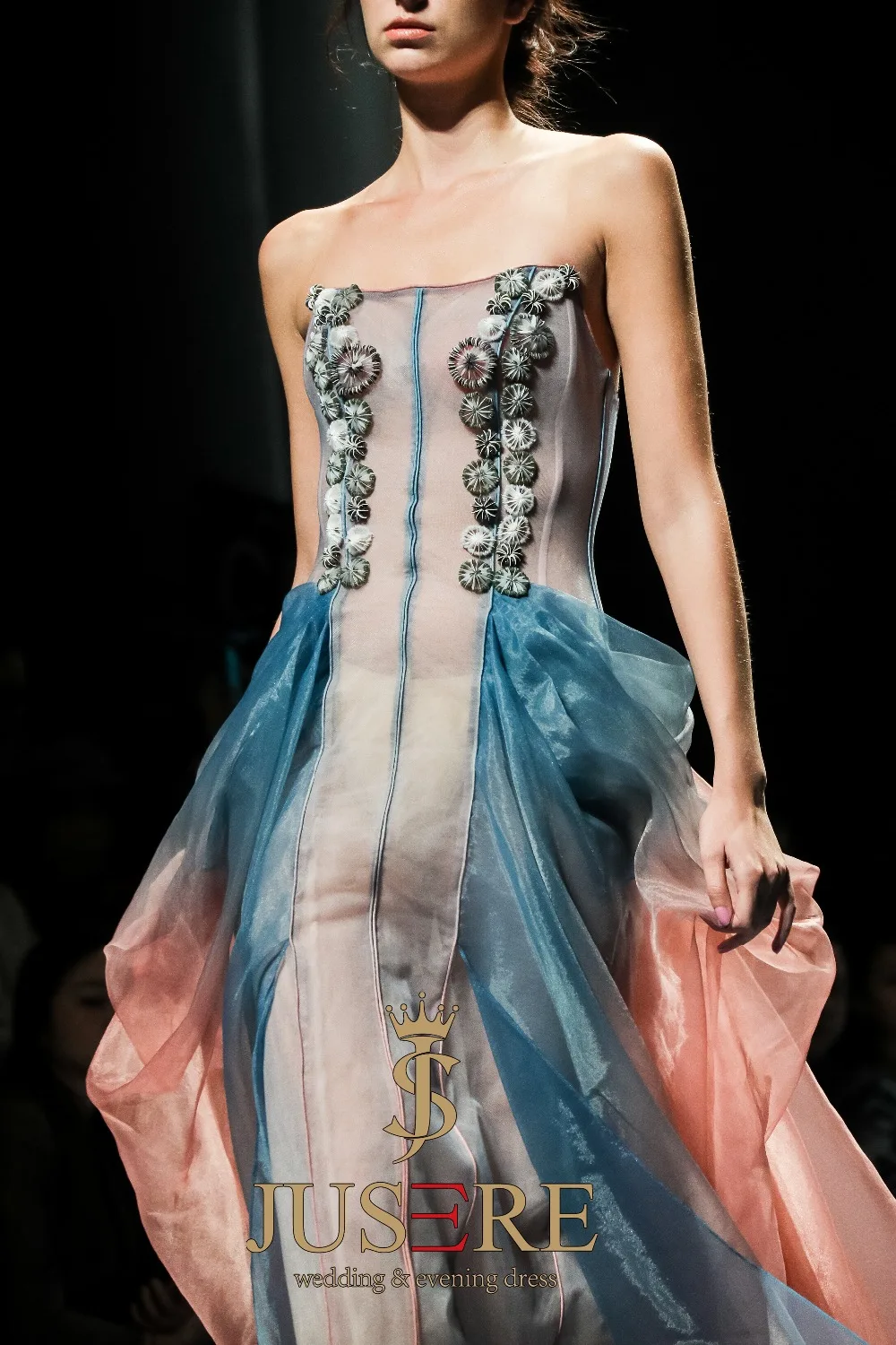 JUSERE показ мод сексуальная прозрачная прямое платье на выпускной ручной