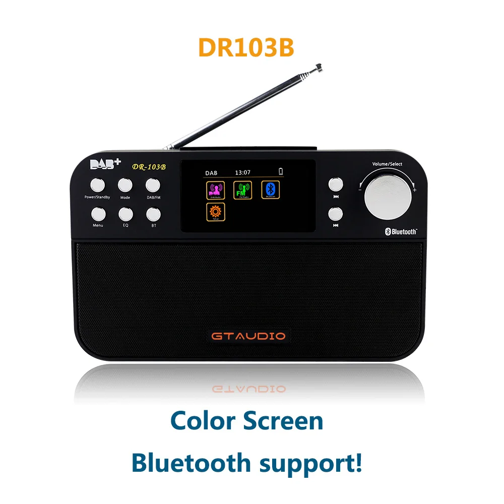 DR103B Профессиональный Черный GTMedia DR103B цифровой fm-радио DAB+ Радио Stero для Великобритании ЕС с Bluetooth Встроенный громкоговоритель цветной экран - Цвет: DR103B