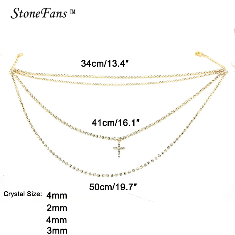 Многослойное длинное ожерелье Стразы StoneFans для женщин роскошное чокер с