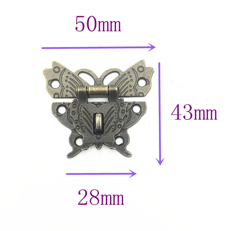 10PCS Butterfly Design Antique Bronze Hasp Latch Jewelry Wooden Box Lock Cabinet Buckle Case Locks Handle Hardware 50*43mm | Обустройство