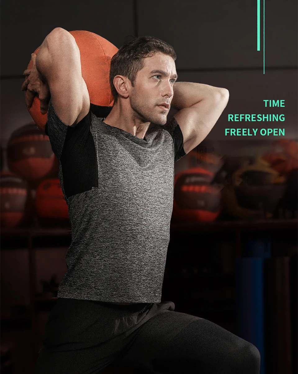 CAMEL Gym T-Shirts Dry Fit Men Sports Fitness Training Outdoor Workout Short Sleeve High Elastic Crossfit Tops Tights