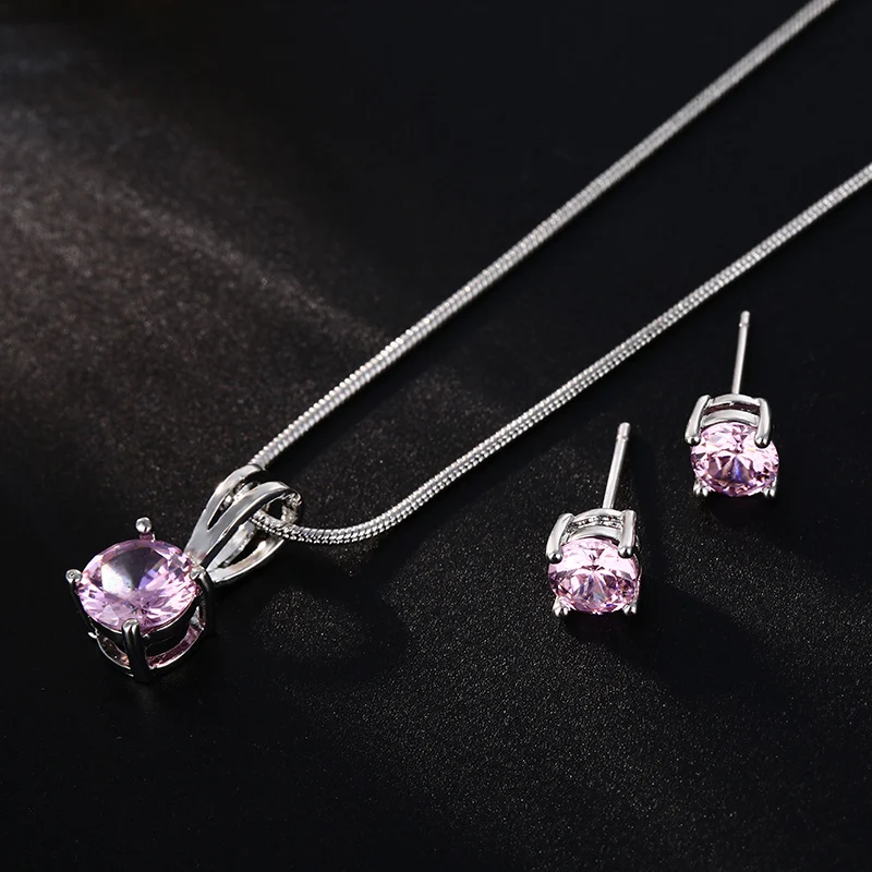 Комплект ювелирных украшений CARSINEL CZ: серьги и ожерелье на серебристой змеевой цепочке для свадебных и помолвочных церемоний оптом.