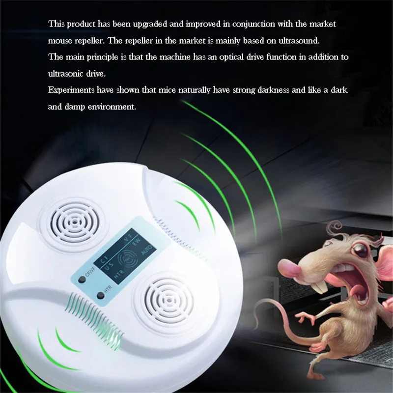 

Electronic Ultrasonic Pest Repeller Anti Bat Mosquito Repellent Mouse Control Rejector Insect Cockroach Rat Bug Rejection