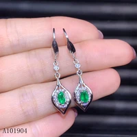 kjjeaxcmy boutique jewelry 925 sterling silver inlaid natural emerald gem ladies luxury earrings support detection