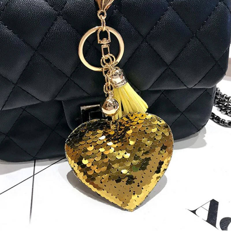 Doreen Box полиэстеровый брелок и сердце разноцветные кисти ПВХ блестки Золотой цвет