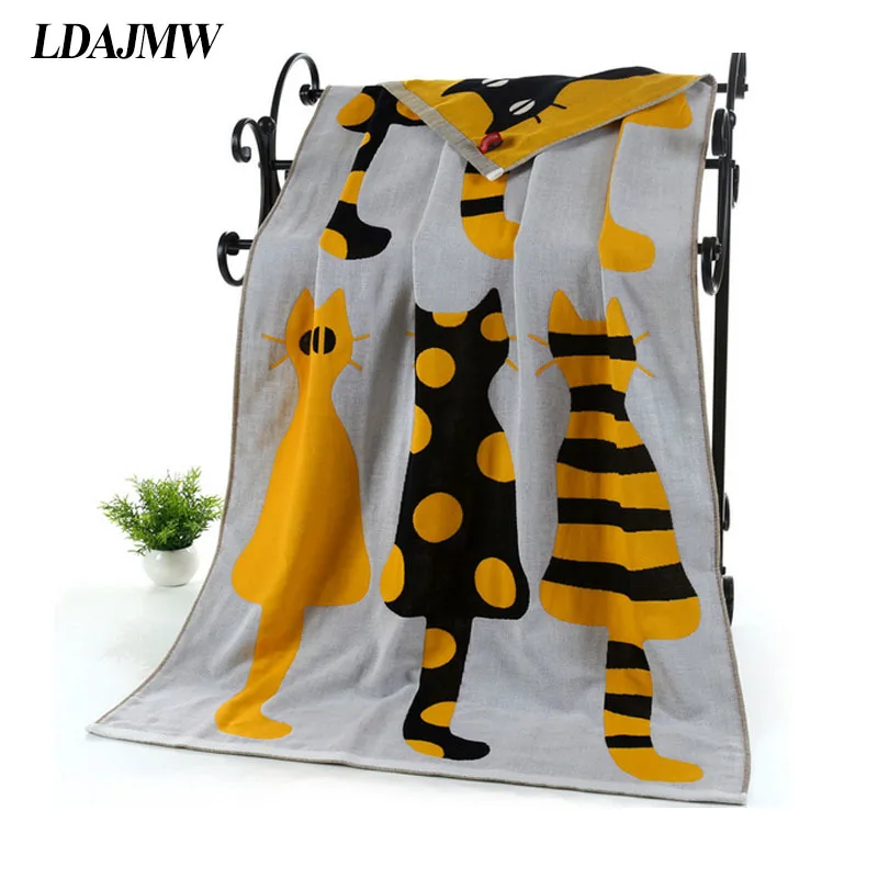 LDAJMW хлопок марли взрослых мультфильм Полотенца Ванна содержит большой толщиной