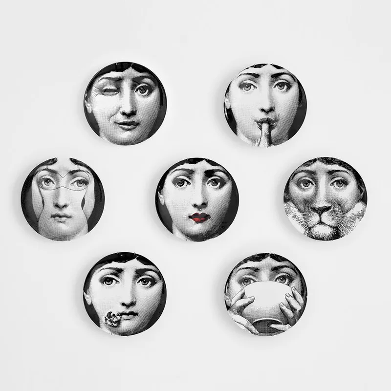 Новый Топ Моды Милан rosenthal Piero fornasetti тарелки цвет черный белый иллюстрация