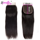 Upretty 6x6 кружева на заказ с сеткой бразильские прямые волосы Кружева Топ Закрытие свободный Средний три части Remy человеческие волосы закрытие