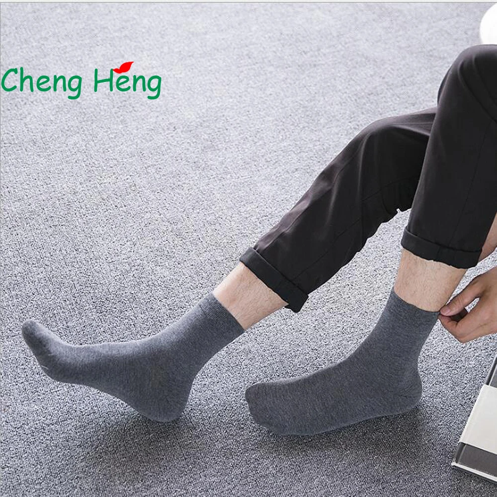 Носки Cheng Heng 10 пар/упак. хлопковые мужские носки в европейском стиле осенние однотонные деловые хлопковые носки мужские носки средней длины от AliExpress WW