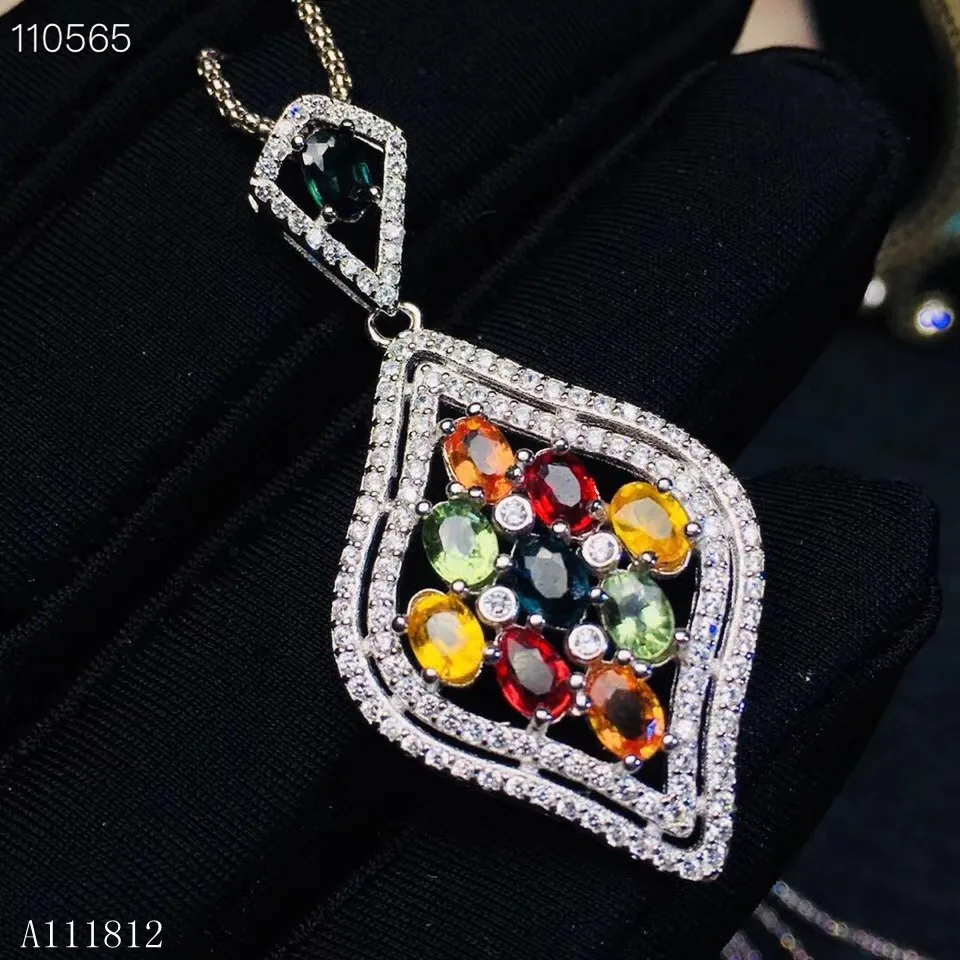 

KJJEAXCMY boutique jewels 925 sterling silver inlaid color Sapphire Pendant + Necklace support detection