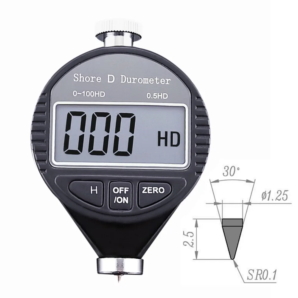 

Digital Handheld Shore D Rubber Plastics Hardness Meter Durometer 0~100HD Range Tester + Data Hold Function Self Calibration