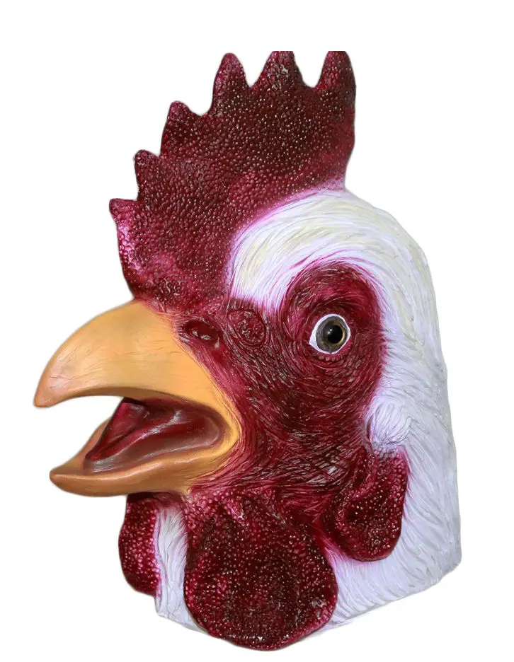 Белый Петух Латекс полная голова животного Популярные Элегантные платья до