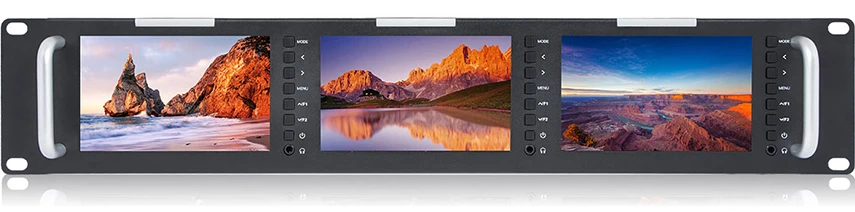 Feelworld T51 тройной 5 дюймов 2RU вещания SDI стойку монитор поле видео ЖК-экран 800x400 3g SDI HDMI AV вход и выход