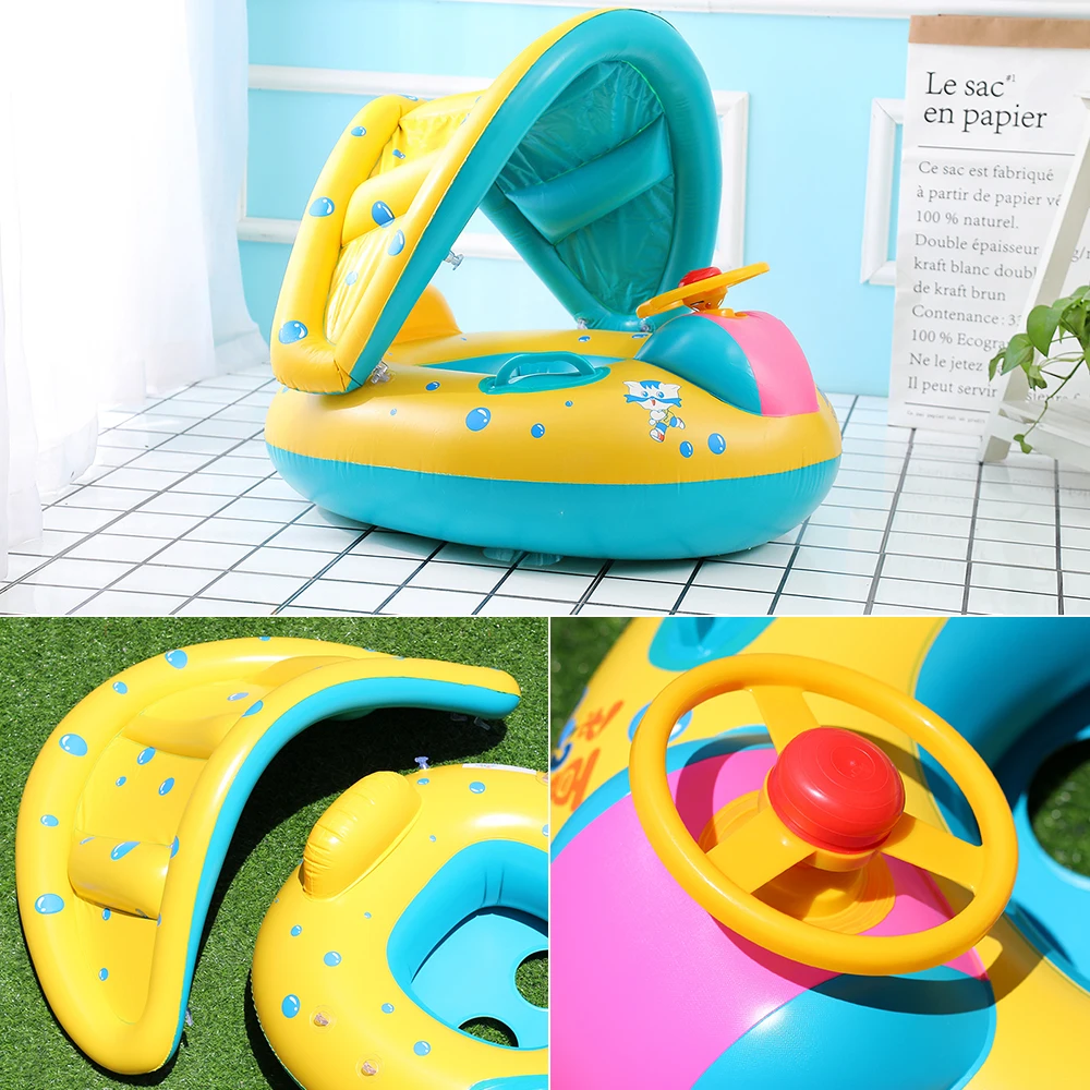 Безопасный детский поплавок, Надувное детское кольцо для плавания, детские надувные колеса, регулируемое сиденье с защитой от солнца, игруш... от AliExpress WW
