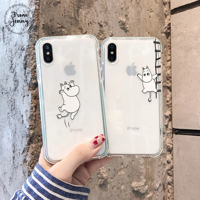 От Jenny простой и милый мультфильм животных для iPhone x xr xs max 6 6s 7 8 Plus прозрачный
