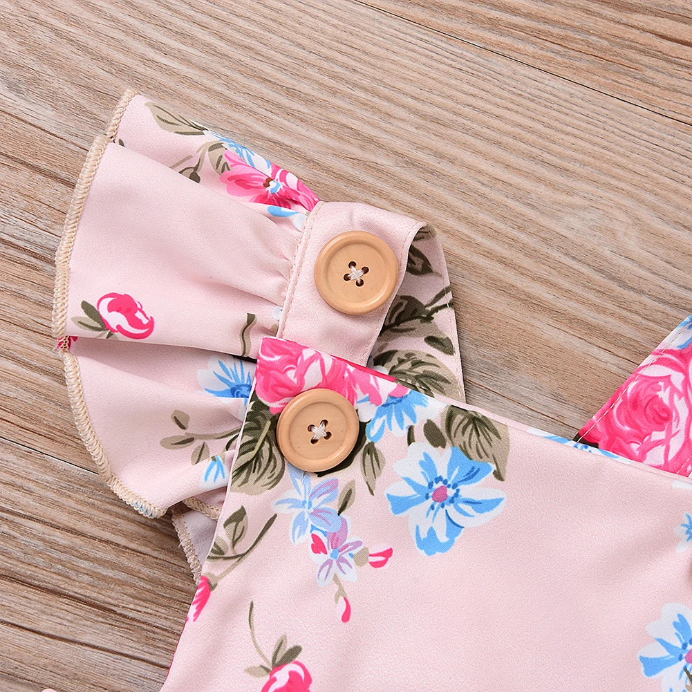 Newborn Infant Baby Girls Peony Flower Short Sleeve Romper + Headband Outfit Set | Детская одежда и обувь