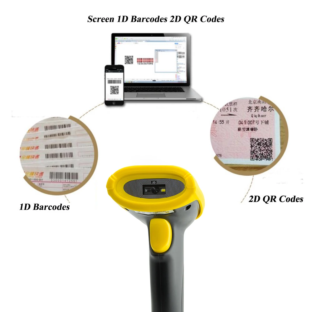 2D QR 1D usb cканер штрихкода CCD красный свет PDF417 Экран Сканирование штрих кодов