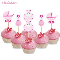 18pcs baby shower decor cupcake topper its boy girls blue pink cake picks birthday party supplies