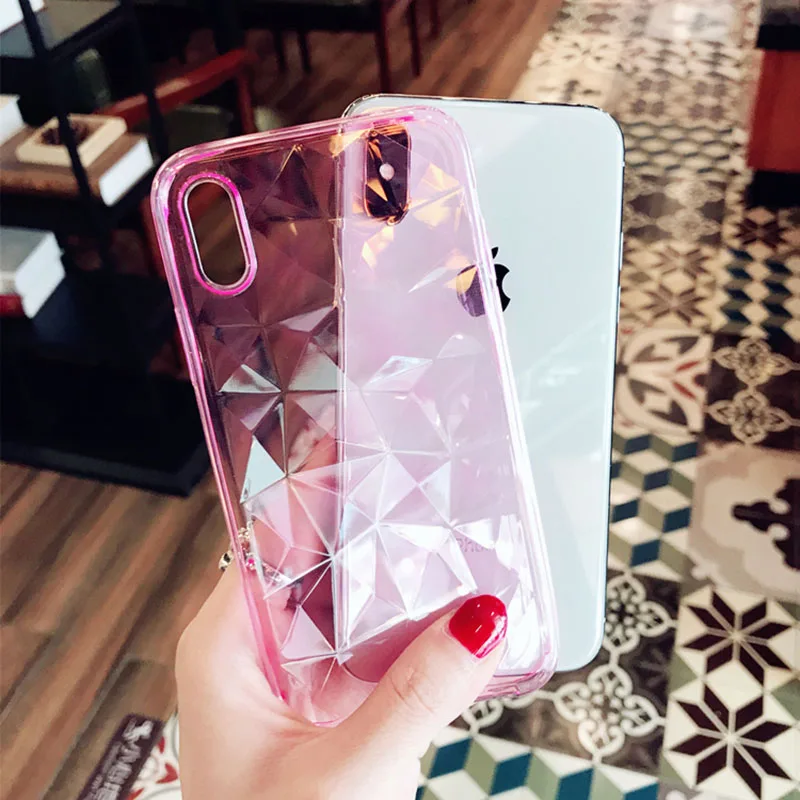 Роскошный Алмазный ромбовидный чехол для iPhone X XS Max XR прозрачный мягкий кремний
