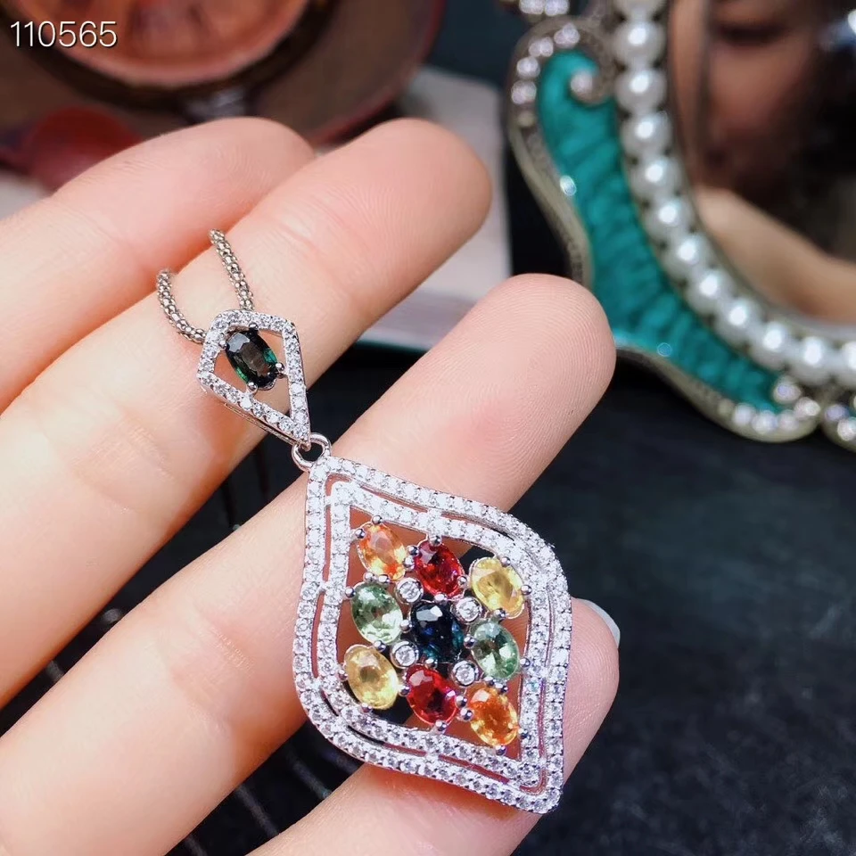 KJJEAXCMY boutique jewels серебряная подвеска с сапфиром и ожерелье обнаружением | Украшения