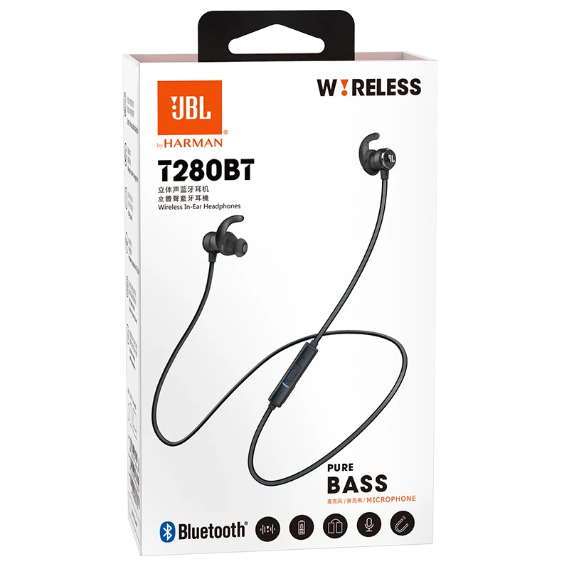 JBL T280BT Беспроводная bluetooth гарнитура беговые затычки для ушей влагостойкая