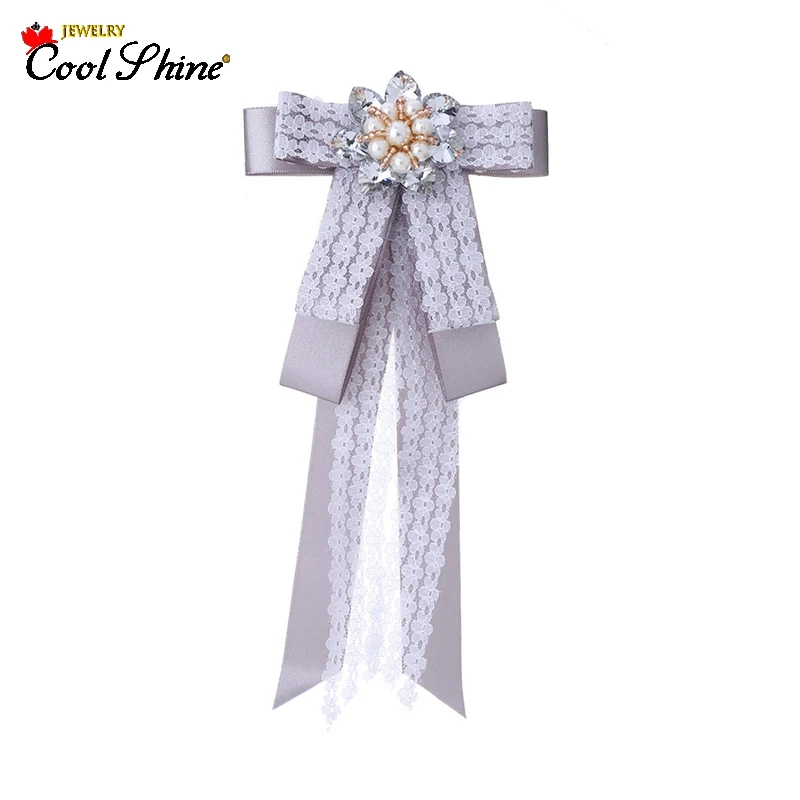 New Fashion Lace Fabric Big Flower Rhinestone Bow-knot Brooch for Women Luxurious Hand Made Jewelry Accessories Wholesale | Украшения и