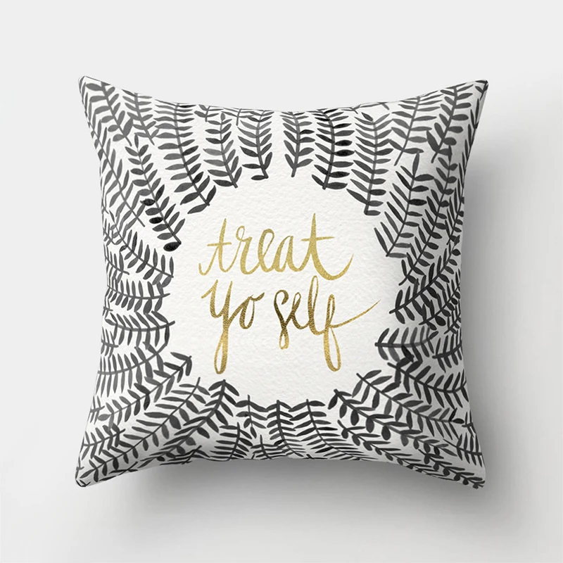 BLRISUP Creative Leaves Flowers English Letters Cushion Cover Home Office Car Sofa Throw Pillow Decorative Pillowcase | Дом и сад