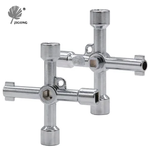 1 шт. Универсальный треугольный ключ JIGONG, крестовой 4-сторонний Черный Многофункциональный крестовой ключ для газа, электрическая шкафчик лифта, коробка для измерения