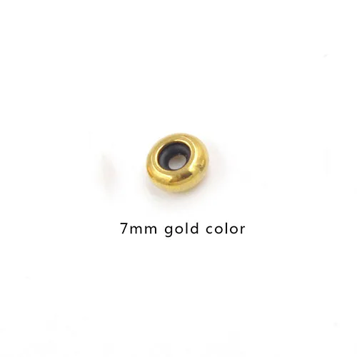 7mm gold color Fnixtar Золотая стальная цветная распорка из нержавеющей стали бусины с резиновым сердечником внутри позиционирование пробки Бусины 7 мм 8 мм 100 шт./лот - Цвет: 7mm gold color