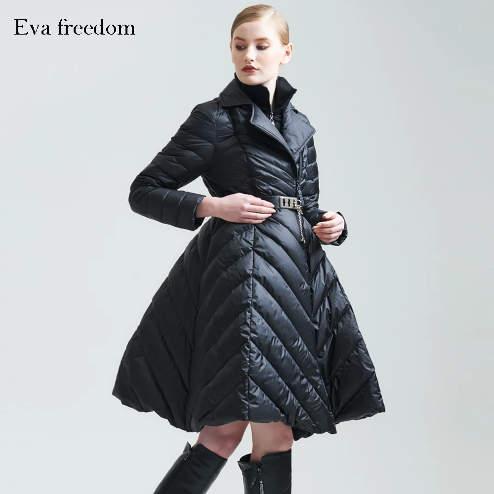 Premium Brand Eva Freedom European Style Fashion Women's Jacket Winter, Slim Slimming Long Down Jacket Cold Clothing Women