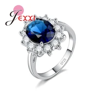 classic big round shape stone rings for fashion women female real 925 sterling silver cubic zirconia engagement best items