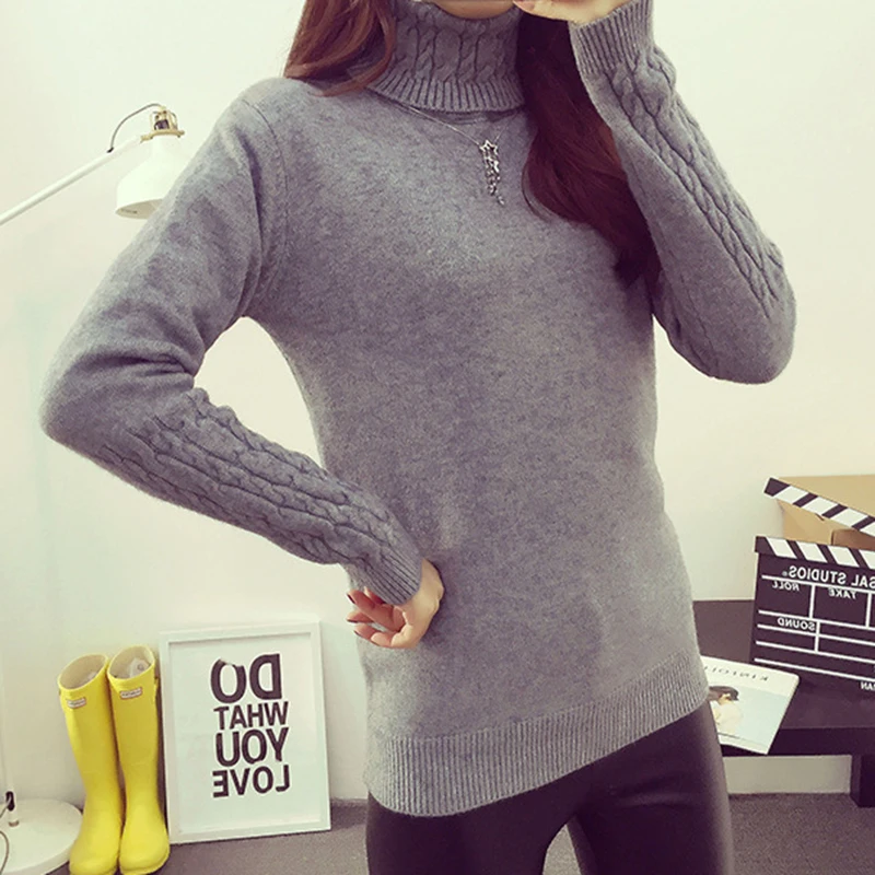 Autumn Winter New Women High Collar Pullover Sweater Loose Korean Twist Wild Thicken Female Knitted LQ101 | Женская одежда