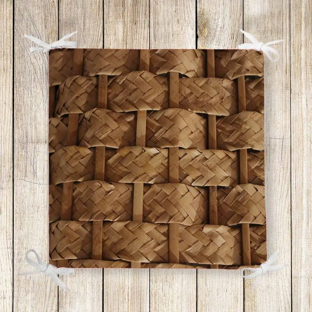 Еще коричневый бамбуковый Плетеный Ретро Цветочный 3d принт квадратный стул