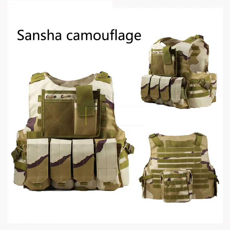 Sansha camouflage Военный тренировочный жилет, тактические жилеты, штурмовые жилеты, военный бронежилет, оборудование для страйкбола, пейнтбола, жилет, регулируемые плечевые ремни - Цвет: Sansha camouflage