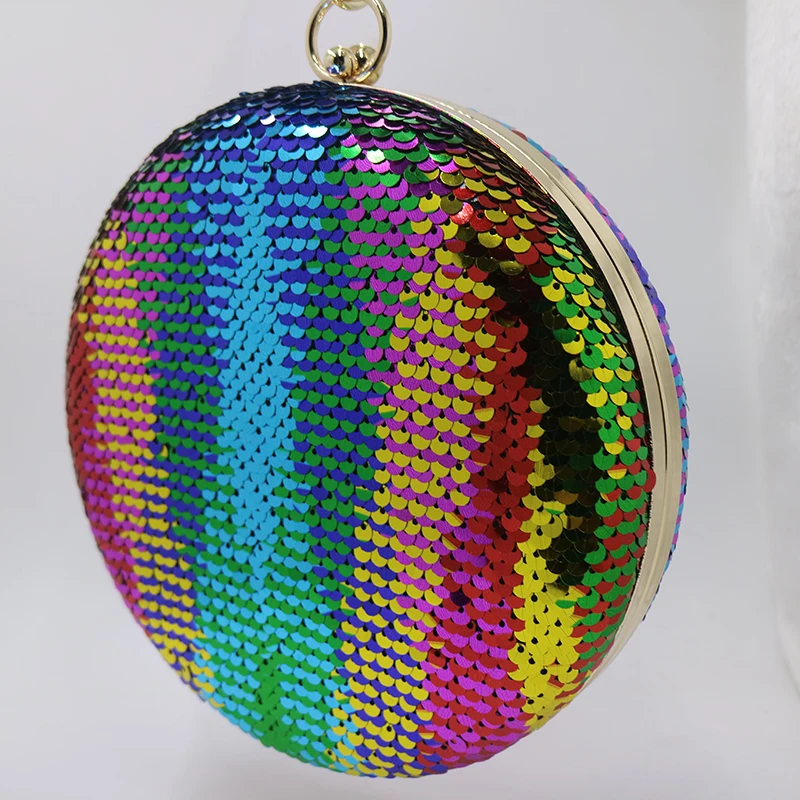 Королевские соловьи разноцветные Круглые вечерние сумки с блестками и клатчи