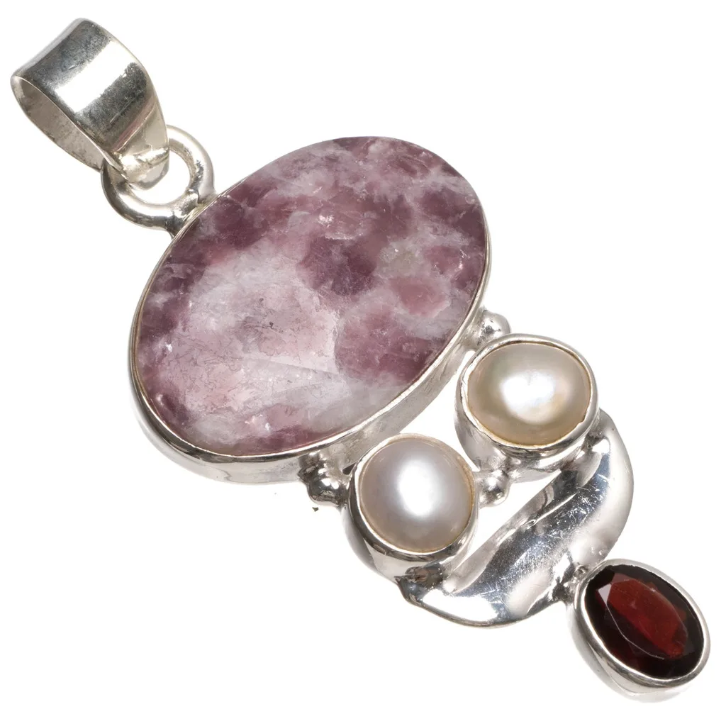 Stargems (TM) натуральный родонит речной жемчуг и гранат ручной работы мексиканских