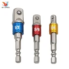 Стальной адаптер для сверл, удлинительные биты 14 дюйма, 38 дюйма, 12 дюйма, Шестигранная головка, набор электроинструментов, 3 размера, цвет набор с хвостовиком дюйма, дюйма