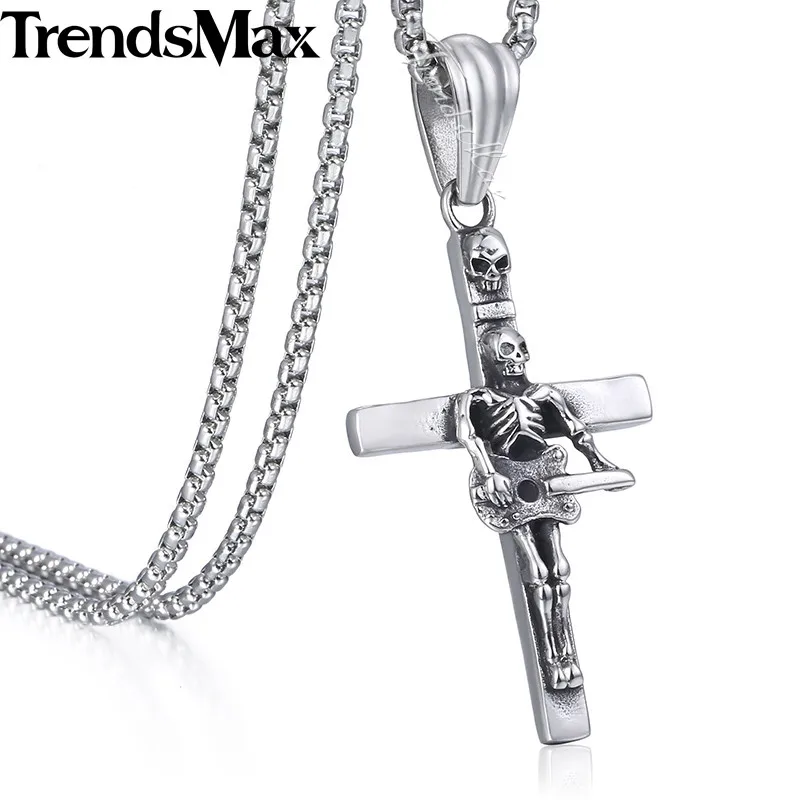 Ожерелье для гитары Trendsmax Готическая Мужская цепь звено из нержавеющей стали 316L 18
