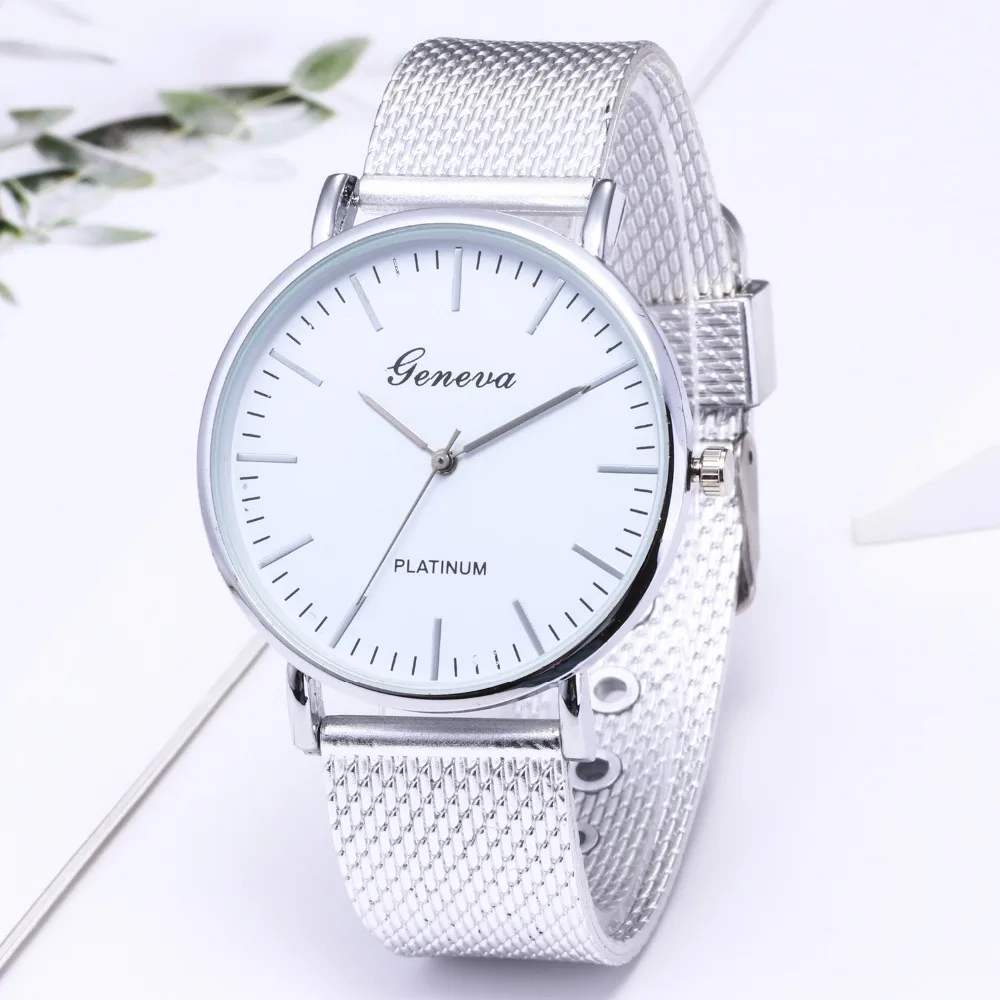 

GENEVA Watches Womens 2019 New Brand Classic Quartz Stainless Steel Wrist Watch Bracelet Female Lady Watch Fashion