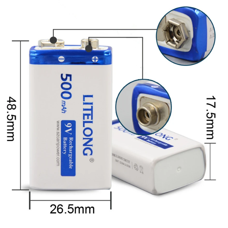 500mAh 9V аккумуляторная батарея NiMH для сигнализации детектор дыма инструмент