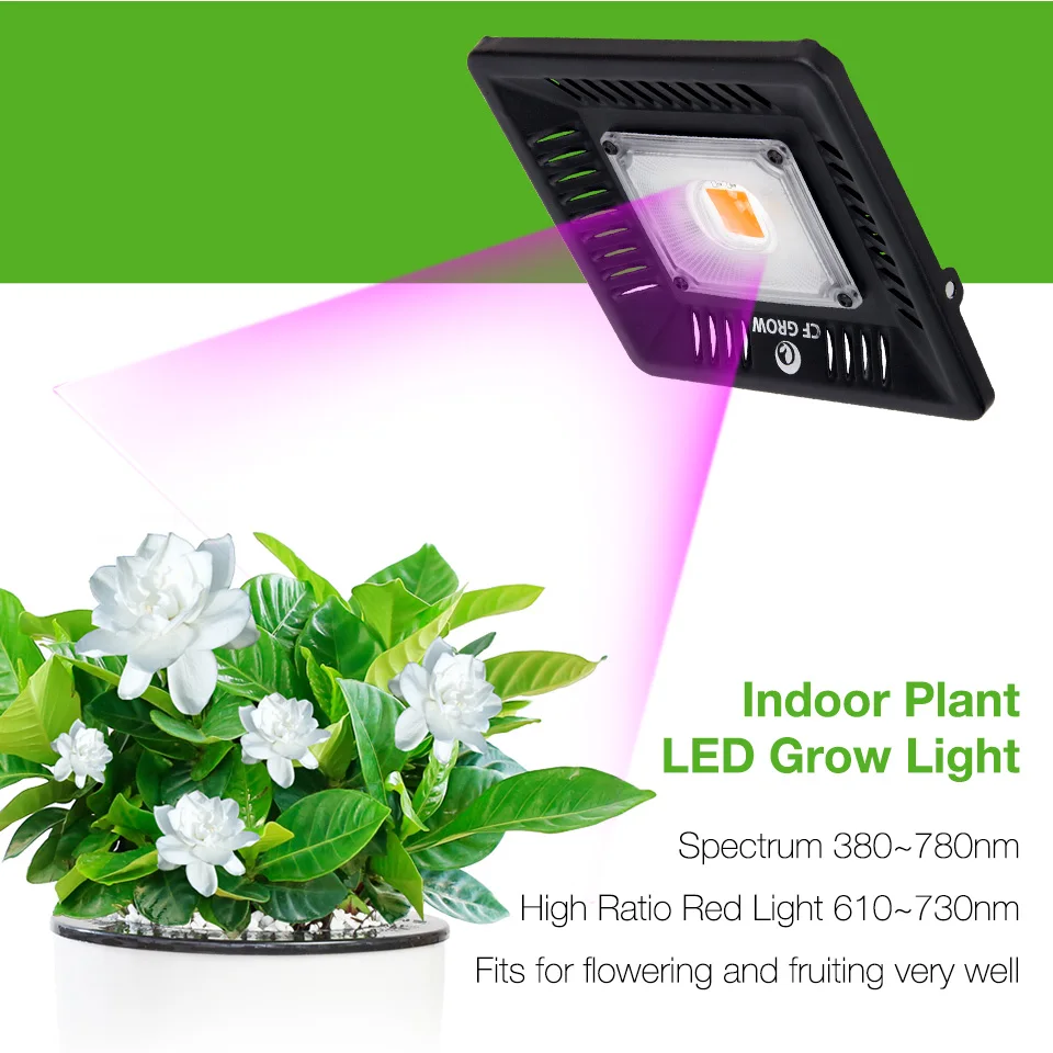 COB светодиодный светильник для выращивания растений, полный спектр, 100 Вт, водонепроницаемый, IP67, для растений, для помещений, гидропоники, па... от AliExpress RU&CIS NEW