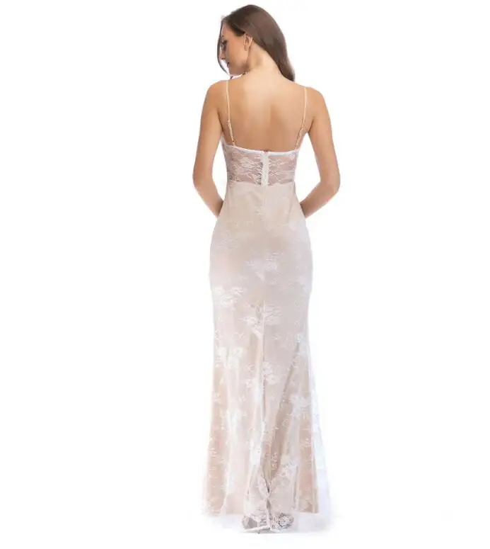 

New Arrival Spaghetti Straps Lace night Party Dress Sexy Women Long Dresses Floor length Backless Maxi Vestido De Festa YYM-51
