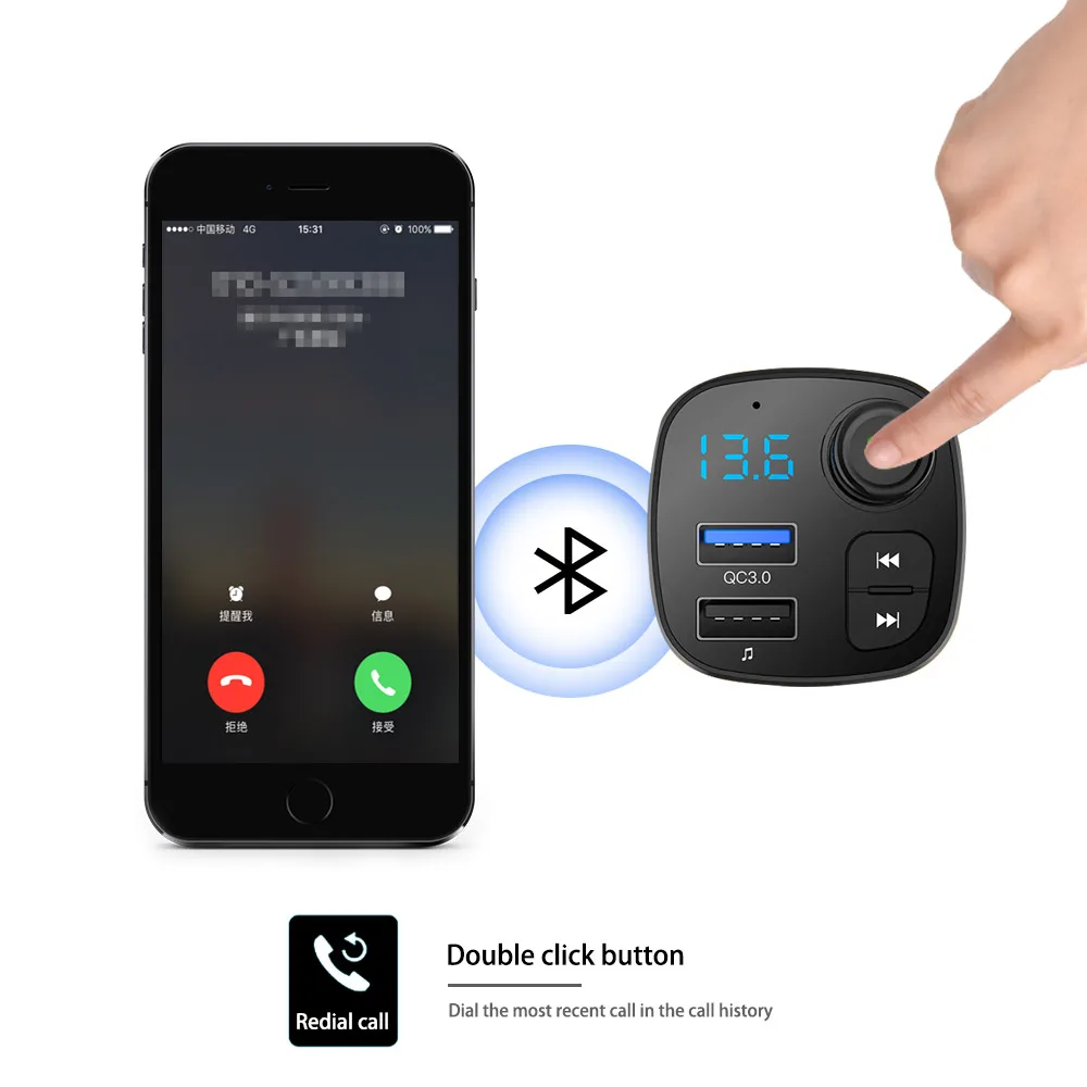 Автомобильный fm трансмиттер AOSHIKE mp3 плеер Bluetooth автомобильный комплект модулятор