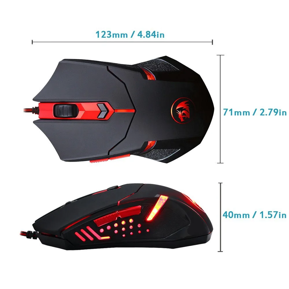 Игровая мышь Redragon M601 CENTROPHORUS-3200 dpi, профессиональная Проводная игровая мышь 3200 dpi для компьютера, ПК, ноутбука, геймера, проводная USB