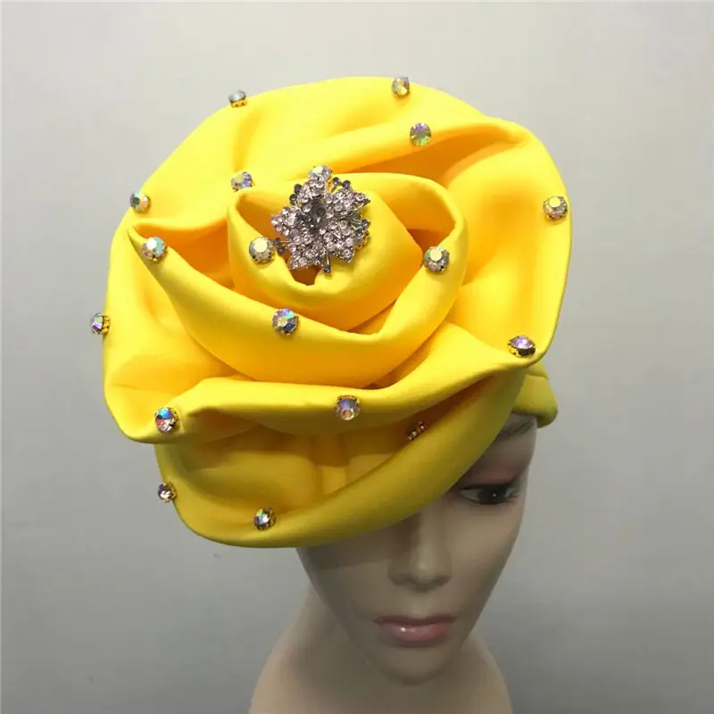 Красная уже изготовленная брошь Aso Oke цветок автоматический головной убор с