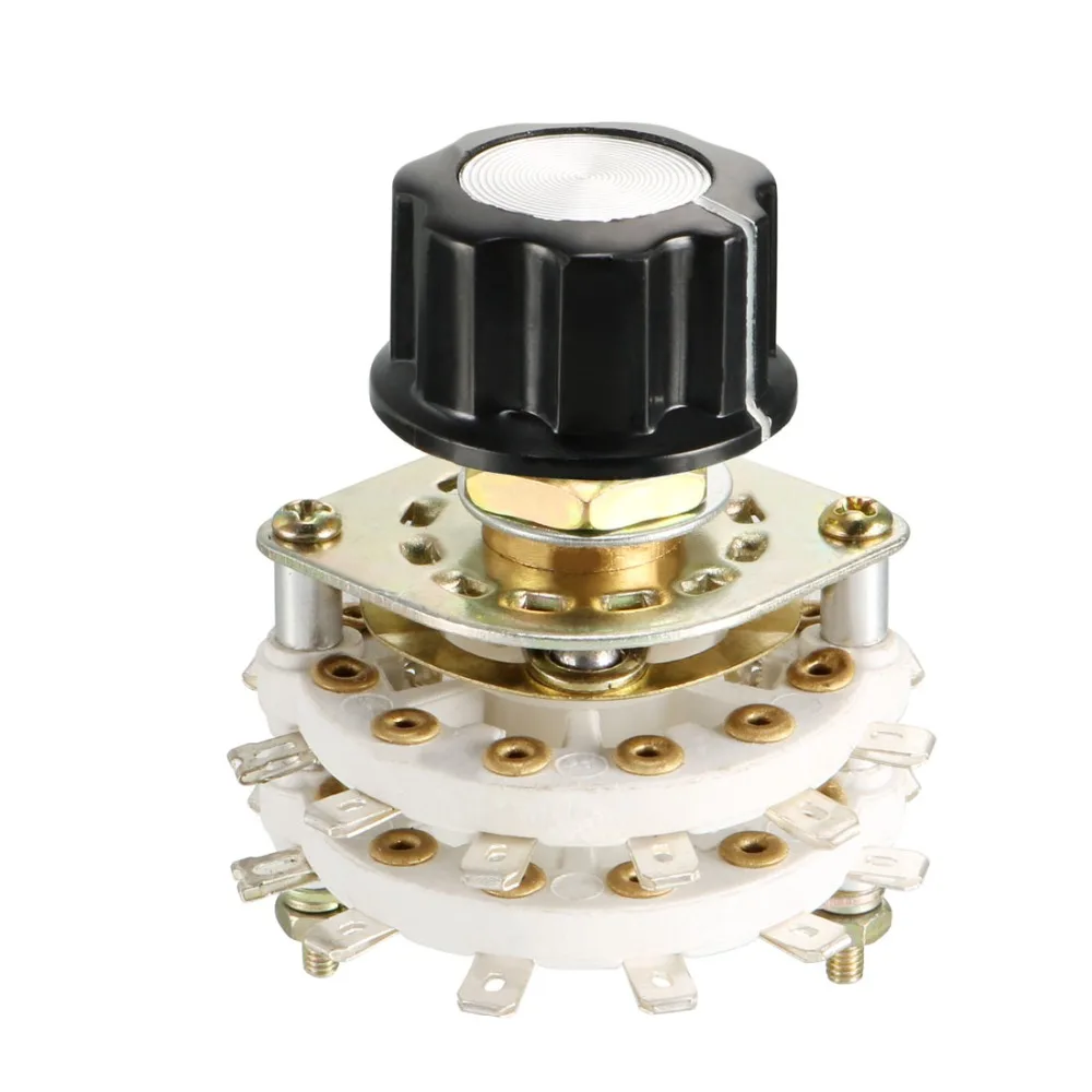 

UXCELL 1PCS 1/2/6 Pole 3/4/5/8/11 Throw Switch 0/1/2 Deck Band Channel Rotary Switches Selector with Plastic Knob Accessories