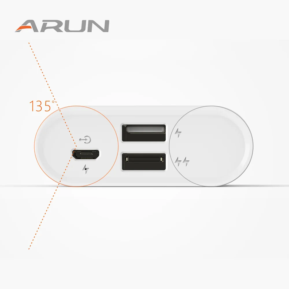 ARUN 10000 мАч Внешний аккумулятор PoverBank 2 USB power Bank портативное зарядное устройство
