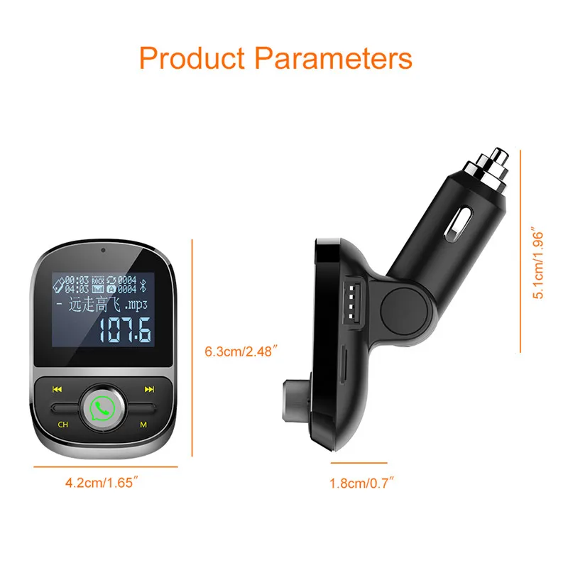 Автомобильный fm передатчик Bluetooth FM модулятор Handsfree MP3 плеер Поддержка USB флеш